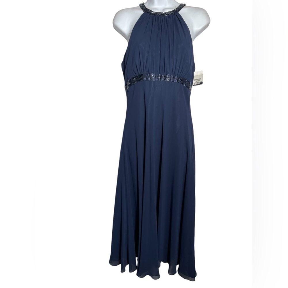 NWT Jones Wear dress size 6 navy blue long dress w/beaded embellishments 💙